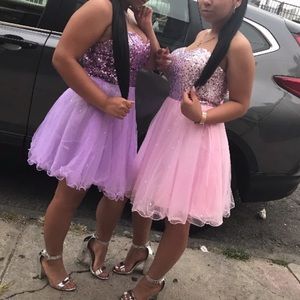 Purple short sequenced dress